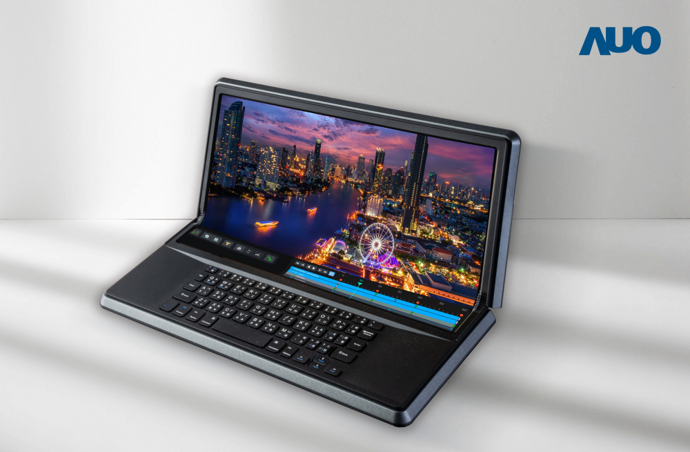 PT视讯(中国区)官网14.6吋Micro LED折迭显示屏幕，搭配半径4mm的弯折绞炼，以及高画素、高亮度、高对比度的显示技术特点，即便在大视角下仍保有绝佳色相与亮度