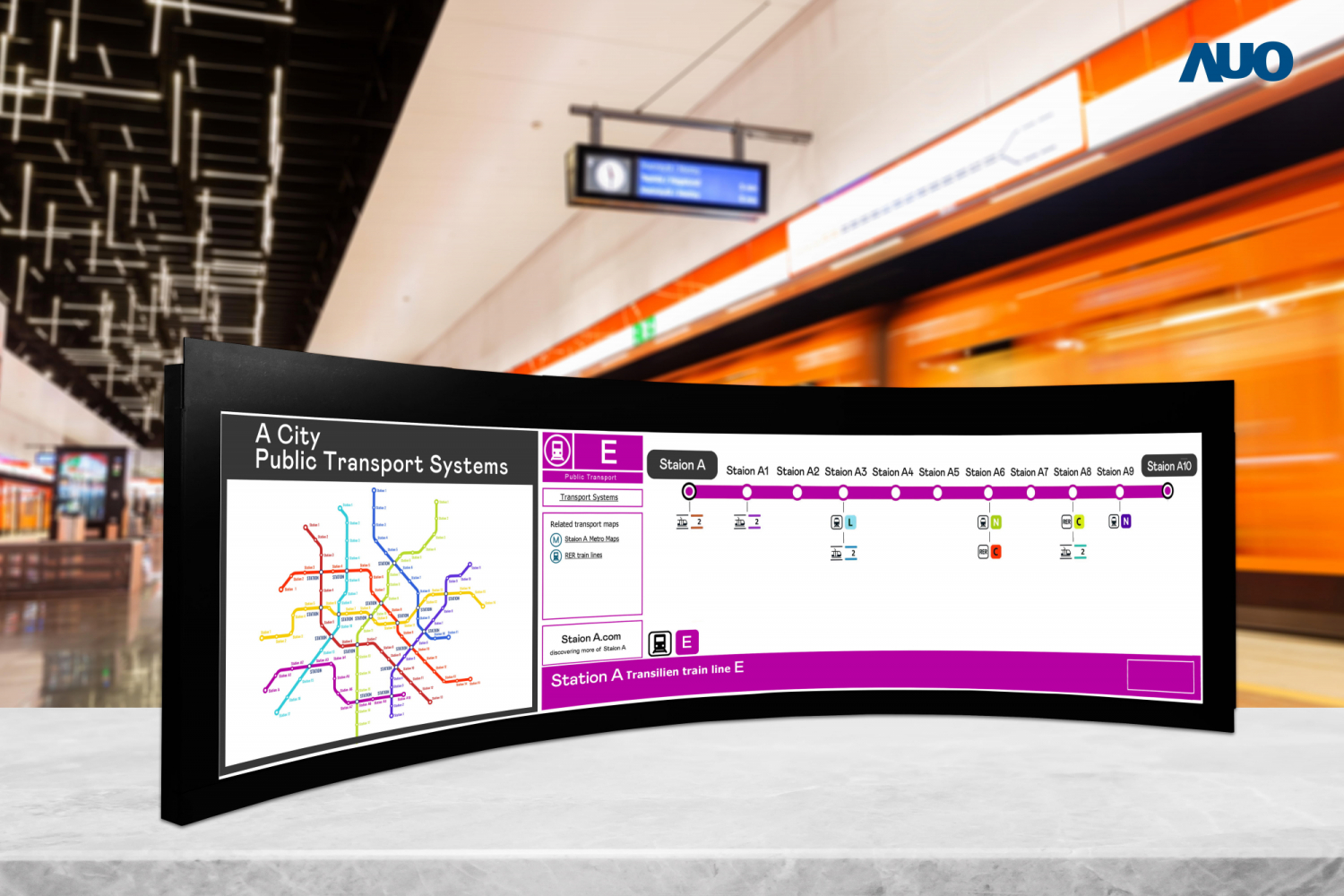 PT视讯(中国区)官网運用獨家TARTAN顯示技術，開發出全球最大58.6吋R1000曲面長條屏顯示器，在交通與移動領域的廣泛應用，為使用者提供清晰、完整的資訊內容，進而提升服務滿意度