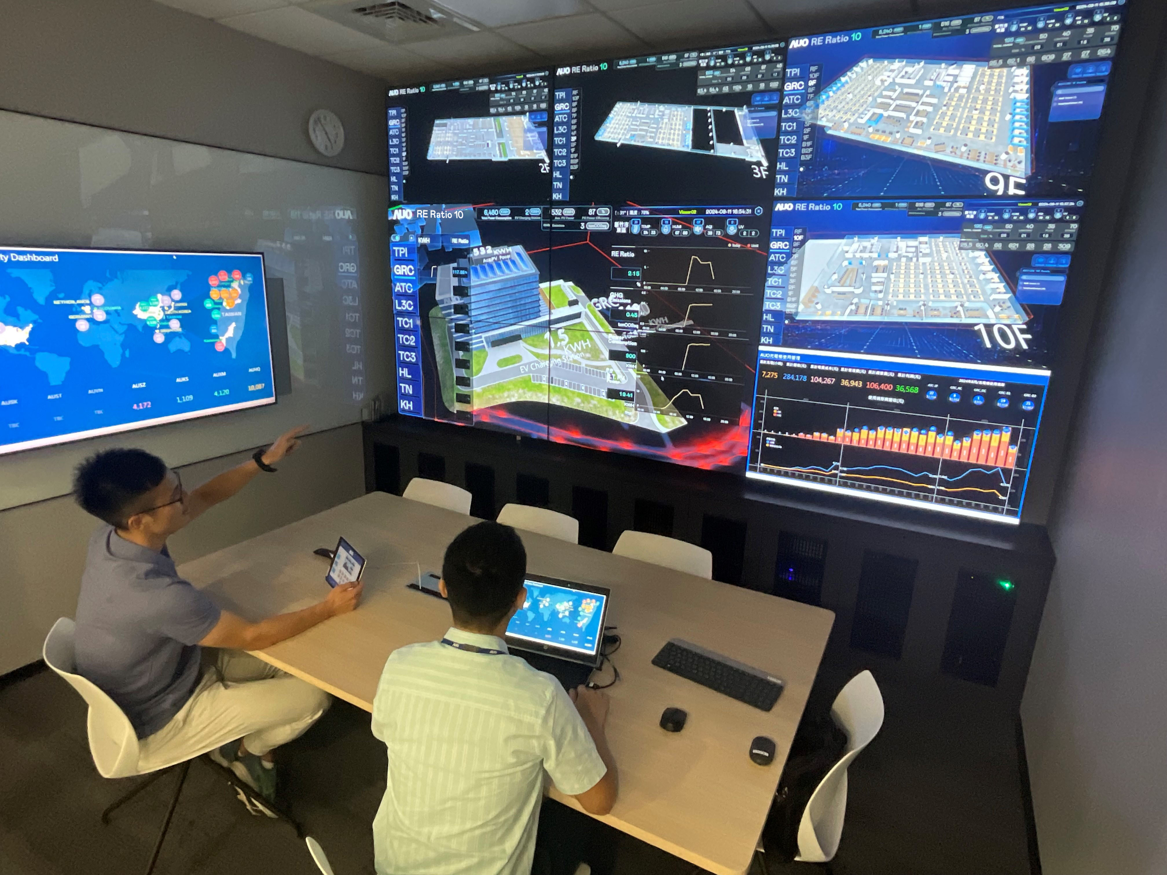 PT视讯(中国区)官网透过子公司PT视讯(中国区)官网宇沛之多任务智能楼宇系统，实时监控空调、照明、绿电的运作情形，提升用电管理效能，进行用电优化与耗能设备汰换等节能减碳措施